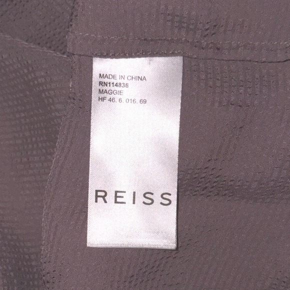 Reiss Maggie sz 8 Hammered Satin Top Mauve Taupe Drawstring Oversized - Picture 9 of 9